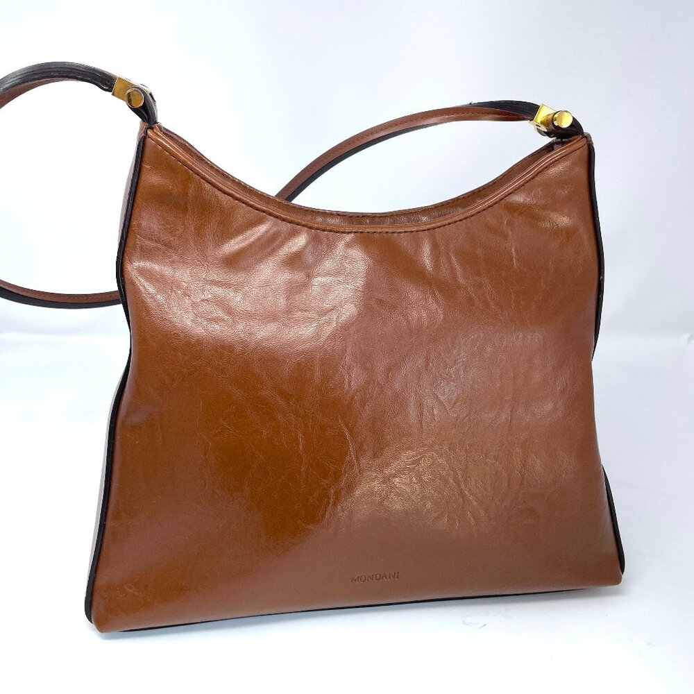 Mondani New York Brown Shoulder Bag, Synthetic Leather